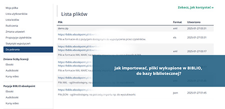 Czy w BIBLIO można importować pliki do bazy?